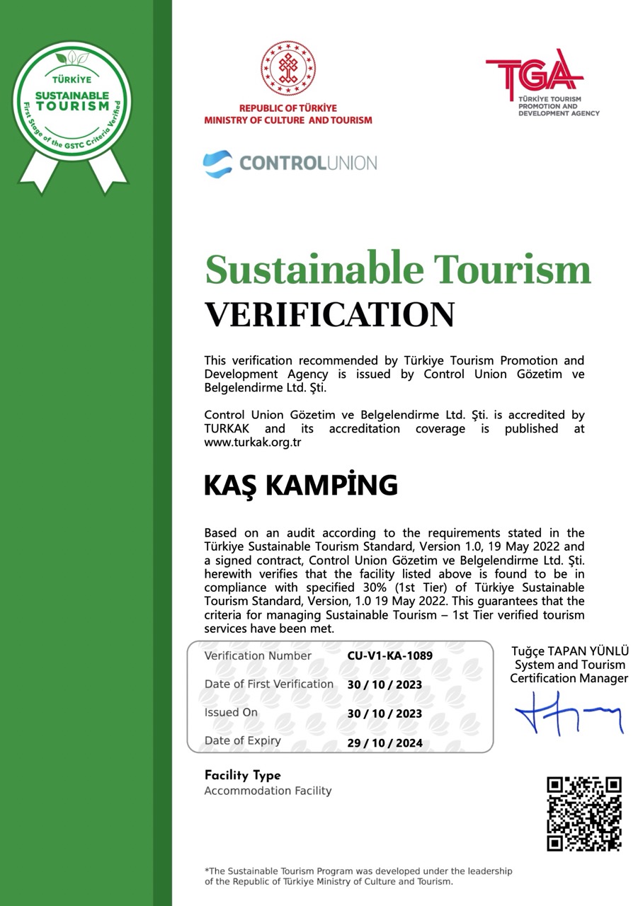Kaş Kamping Sustainable Tourism Verification